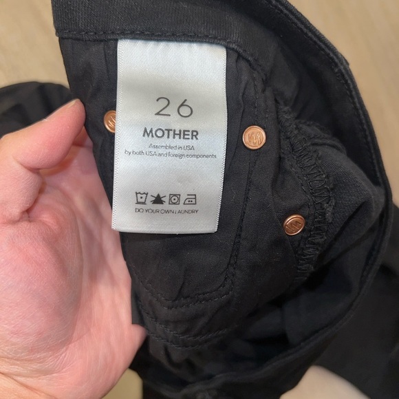 Mother Looker Ankle Fray Jeans Size 26 Guilty As Sin Distressed Black Denim - Picture 9 of 12